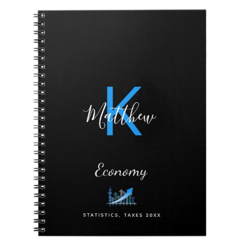 Monogram black blue economy office notebook