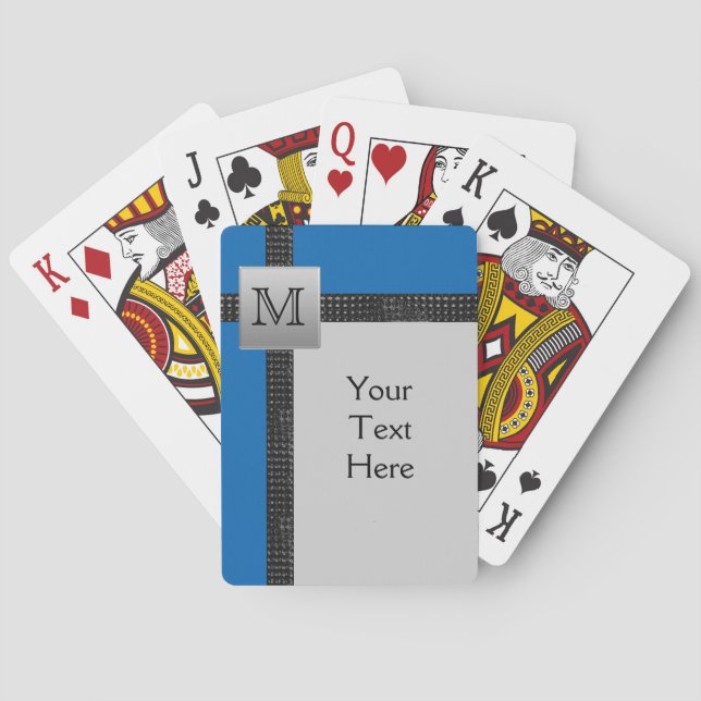 Monogram Black, Blue, Gray Playing Cards (Back)