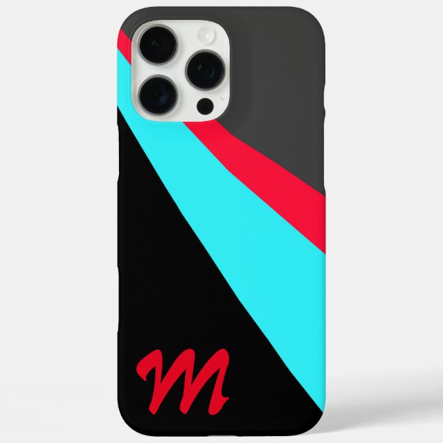 Monogram Black Blue Red Gray Pattern Case-Mate iPhone Case (Back)