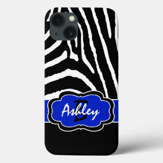 Monogram Black, Blue Zebra Stripe iPad Air Case