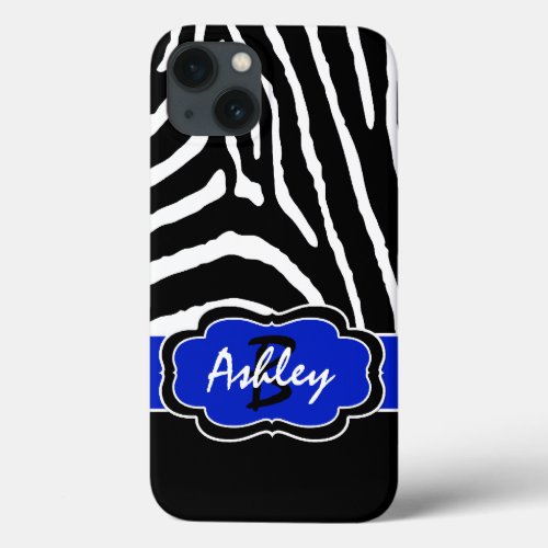 Monogram Black Blue Zebra Stripe iPad Air Case