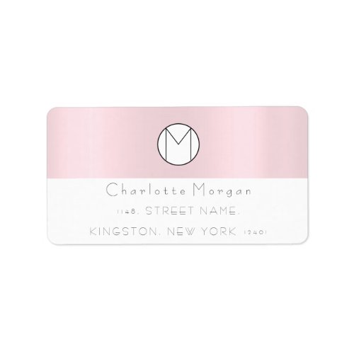 Monogram Black Blush Pink Pastel Minimal Lux RSVP Label