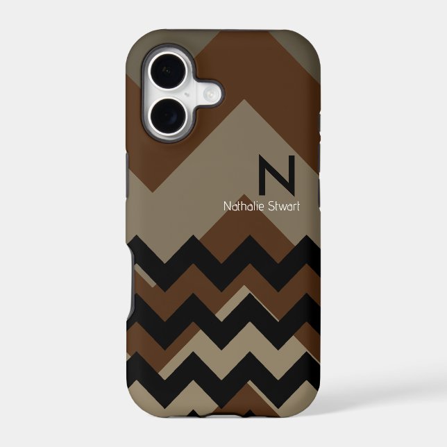 Monogram Black Brown Chevron  Iphone Case (Back)