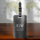 Monogram Black Brushed Metallic Elegant Luggage Tag<br><div class="desc">Elevate your travel experience with our Classic Elegant Modern Minimalist Monogram Luggage Tag. This meticulously designed accessory seamlessly combines timeless elegance with contemporary minimalism, ensuring your luggage stands out with sophistication. Crafted with precision and attention to detail, this luggage tag is more than just a practical item; it's a personalized...</div>