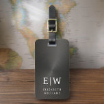 Monogram Black Brushed Metallic Elegant Luggage Tag<br><div class="desc">Elevate your travel experience with our Classic Elegant Modern Minimalist Monogram Luggage Tag. This meticulously designed accessory seamlessly combines timeless elegance with contemporary minimalism, ensuring your luggage stands out with sophistication. Crafted with precision and attention to detail, this luggage tag is more than just a practical item; it's a personalized...</div>
