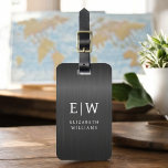 Monogram Black Brushed Metallic Elegant Luggage Tag<br><div class="desc">Elevate your travel experience with our Classic Elegant Modern Minimalist Monogram Luggage Tag. This meticulously designed accessory seamlessly combines timeless elegance with contemporary minimalism, ensuring your luggage stands out with sophistication. Crafted with precision and attention to detail, this luggage tag is more than just a practical item; it's a personalized...</div>