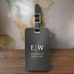 Monogram Black Brushed Metallic Elegant Luggage Tag<br><div class="desc">Elevate your travel experience with our Classic Elegant Modern Minimalist Monogram Luggage Tag. This meticulously designed accessory seamlessly combines timeless elegance with contemporary minimalism, ensuring your luggage stands out with sophistication. Crafted with precision and attention to detail, this luggage tag is more than just a practical item; it's a personalized...</div>