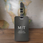Monogram Black Brushed Metallic Elegant Luggage Tag<br><div class="desc">Elevate your travel experience with our Classic Elegant Modern Minimalist Monogram Luggage Tag. This meticulously designed accessory seamlessly combines timeless elegance with contemporary minimalism, ensuring your luggage stands out with sophistication. Crafted with precision and attention to detail, this luggage tag is more than just a practical item; it's a personalized...</div>