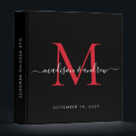 Monogram Black Burgundy Red Script Wedding Album 3 Ring Binder<br><div class="desc">Elegant Monogram Burgundy Red Maroon Black White Script Name Wedding Memories Photo Album Story 3 ring binder</div>