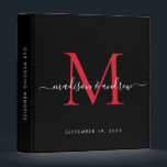 Monogram Black Burgundy Red Script Wedding Album 3 Ring Binder<br><div class="desc">Elegant Monogram Burgundy Red Maroon Black White Script Name Wedding Memories Photo Album Story 3 ring binder</div>