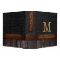 Monogram Black Burlap Rustic Jute Look Wood