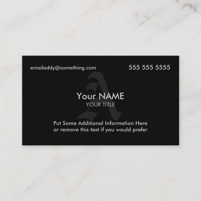Monogram Black Business Card (Front)