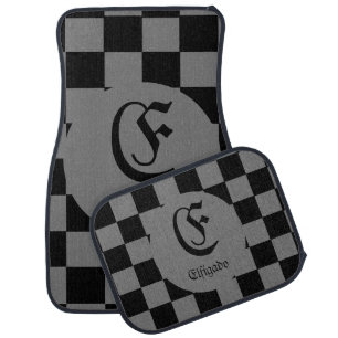 Monogram Black Car Floor Mat