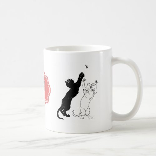 Monogram Black Cat Art Nouveau Chat Noir Steinlen Coffee Mug