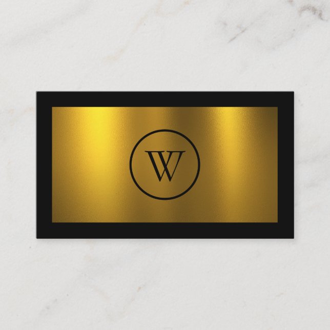 Monogram Black Chalkboard Gold Foil Simple Modern  Business Card (Front)