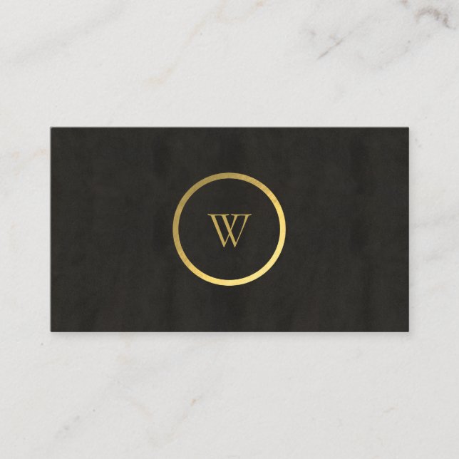 Monogram Black Chalkboard Gold Foil Simple Modern Business Card (Front)