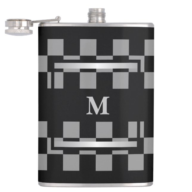 Monogram Black Checkered  Flask (Opened)