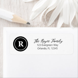 Monogram Black Circle Logo Art Address Label