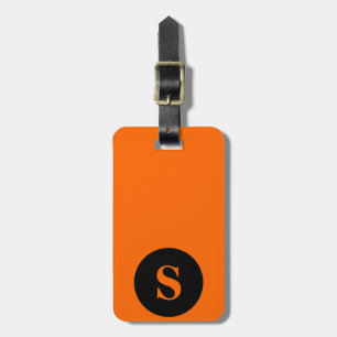 Monogram Black Circle on Orange Luggage Tag