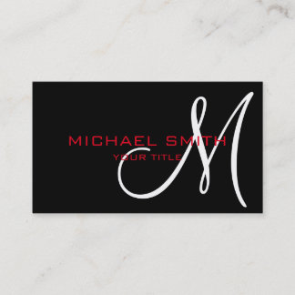 Monogram Black color background Business Card