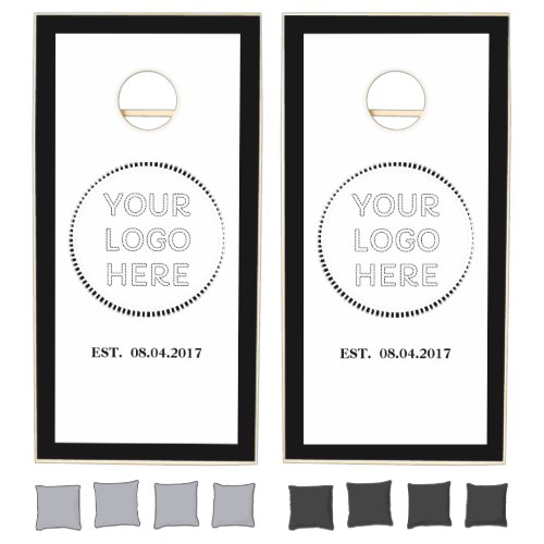 Monogram black Company Logo Business Cornhole Set