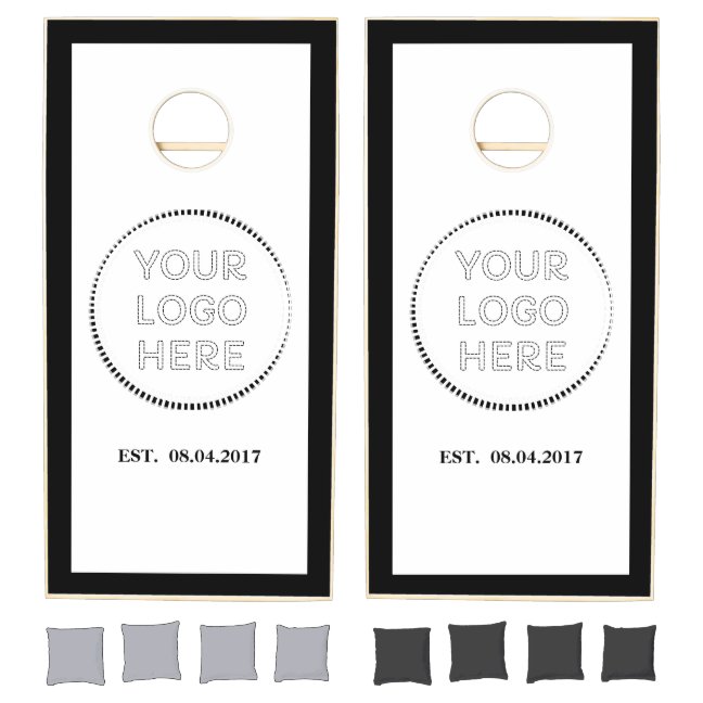 Monogram black Company Logo Business Cornhole Set