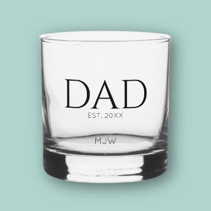 Monogram Black Dad Typography Whiskey Glass