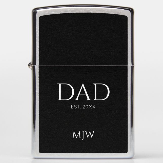 Monogram Black Dad Typography Zippo Lighter (Front)