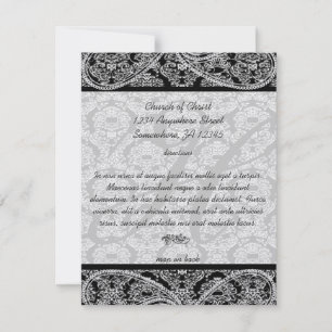 Monogram Black Damask Wedding Direction Card