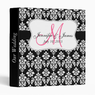 Monogram Black Damask Wedding Planner Binders