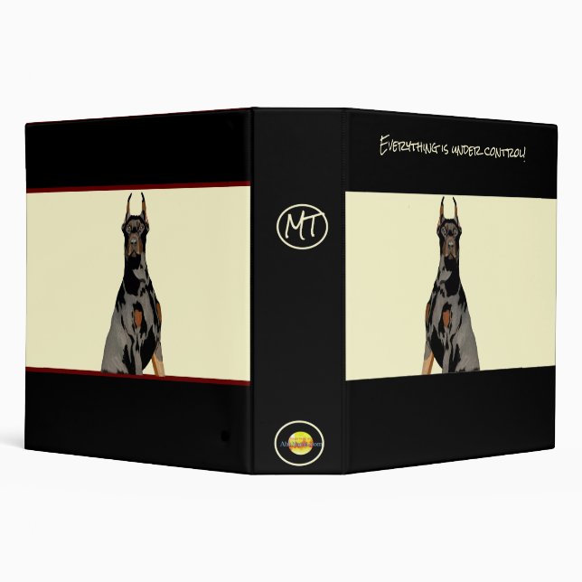 Monogram Black Doberman Pincher Black & Tan  3 Ring Binder (Background)