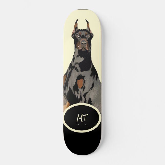 monogram Black Doberman Pincher Black & Tan  Skateboard (Front)