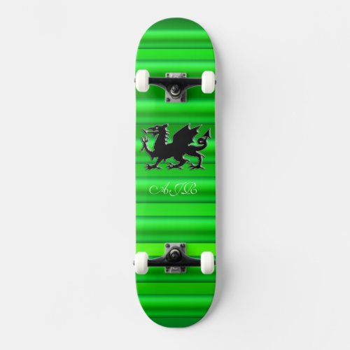 Monogram Black Dragon on green metallic_effect Skateboard