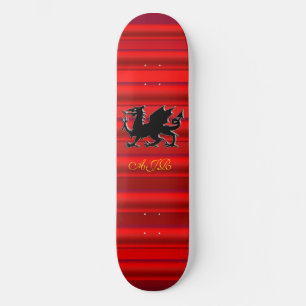 Monogram, Black Dragon on red metallic-effect Skateboard