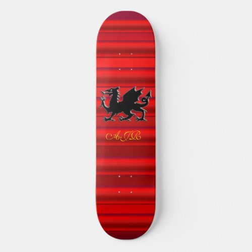 Monogram Black Dragon on red metallic_effect Skateboard