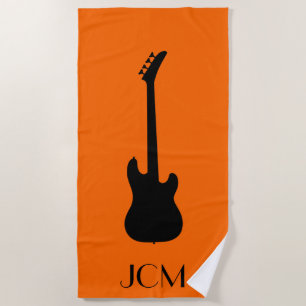Monogram Black Electric Bass Guitar / Orange Beach Towel