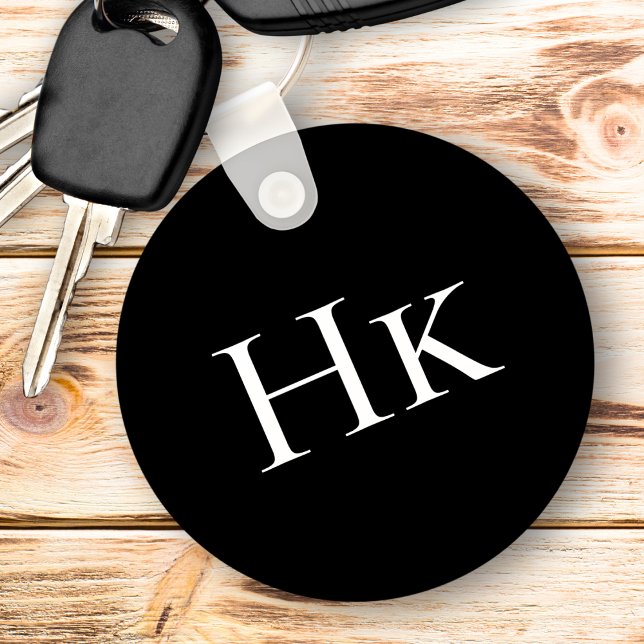 Monogram Black Elegant Classic Monogrammed Initial Keychain (Creator Uploaded)
