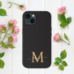 Monogram Black | Elegant  Minimalist iPhone 13 Case<br><div class="desc">A simple stylish custom monogram design in a modern minimalist typography on an elegant black background. The monogram initials and name can easily be personalized  The perfect bespoke gift or accessory for any occasion</div>