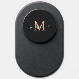 Monogram Black   Elegant Minimalist PopSocket