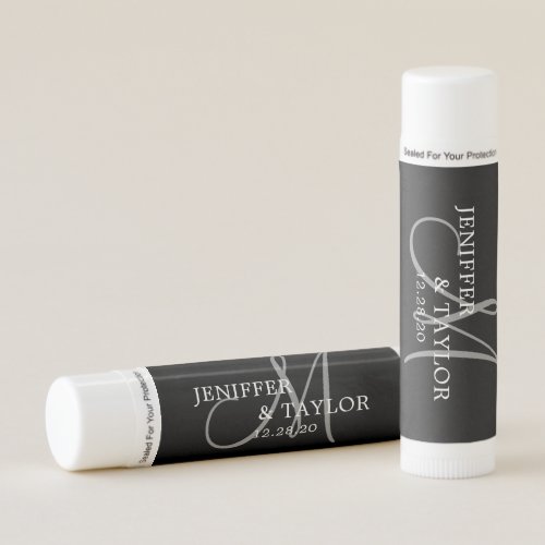 Monogram Black Elegant Wedding Favors Lip Balm