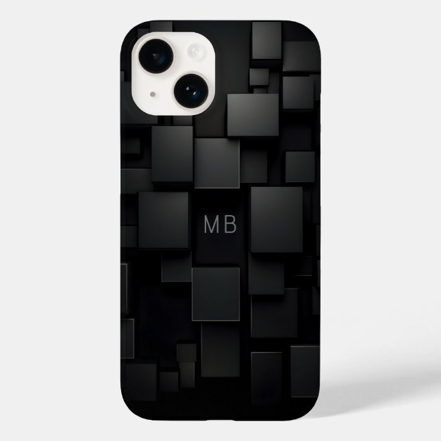 Monogram Black Geometric Abstract Pattern Case-Mate iPhone Case (Back)