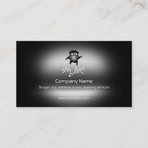 Monogram, Black Germ Bug, metallic-effect Business Card