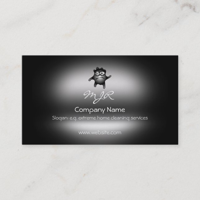 Monogram, Black Germ Bug, metallic-effect Business Card (Front)