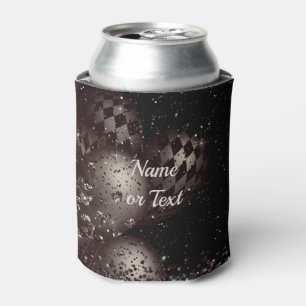 Monogram Black Glitter Balloons Sparkle Elegant Can Cooler