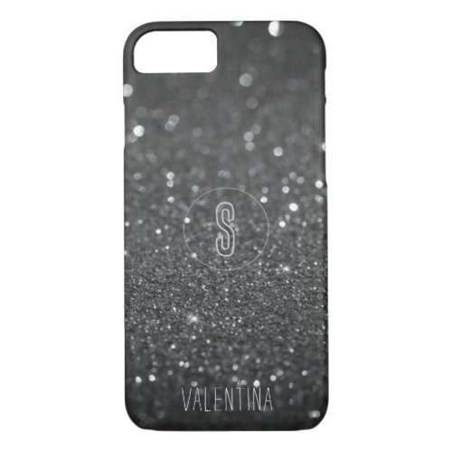 Monogram Black Glitter Sparkle iPhone 87 Case