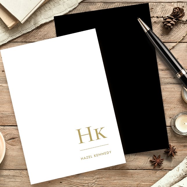 Monogram | Black Gold Classic Elegant Personalized Stationery (Creator Uploaded)