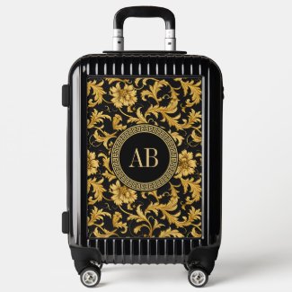 Monogram Black Gold Classy Elegant Pattern