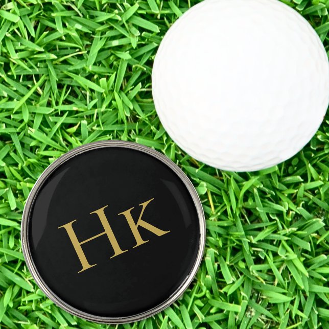 Monogram Black Gold Elegant Classic Initials Golf Ball Marker (Creator Uploaded)