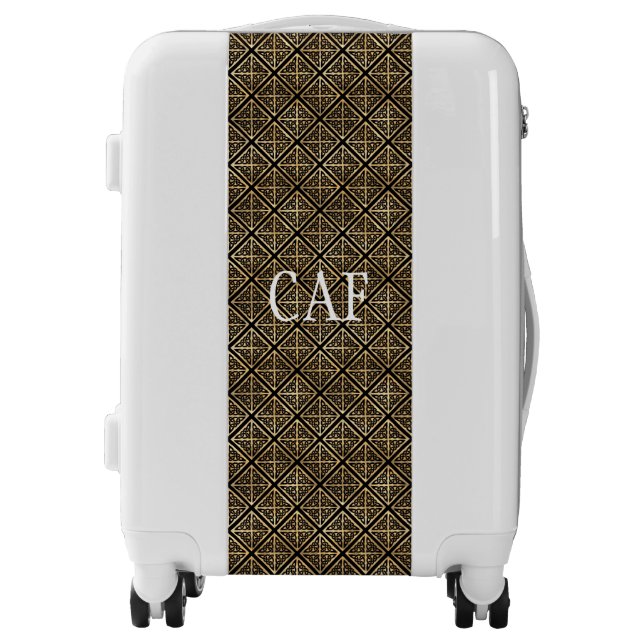 Monogram Black Gold Geometric Luggage (Front)