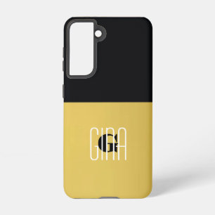 Monogram Black Gold & Girly Pretty Initial  Samsung Galaxy S21 Case